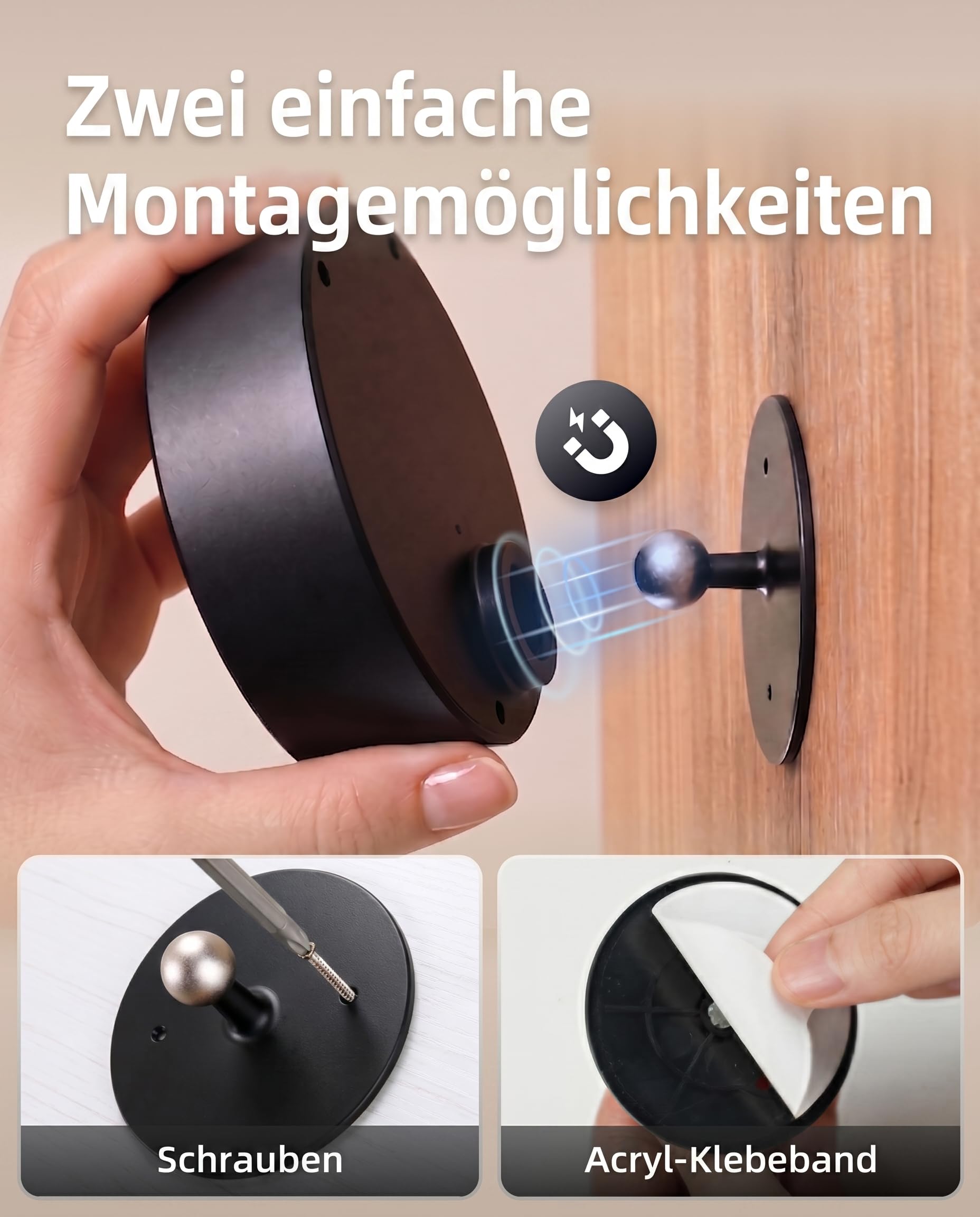 EZVALO Kinkiet LED do wnętrz z akumulatorem 5500 mAh, lampa ścienna bezprzewodowa z pilotem zdalnego sterowania, obracana o 360°, 3 tryby kolorów, sterowanie dotykowe, dla dzieci, salonu, sypialni