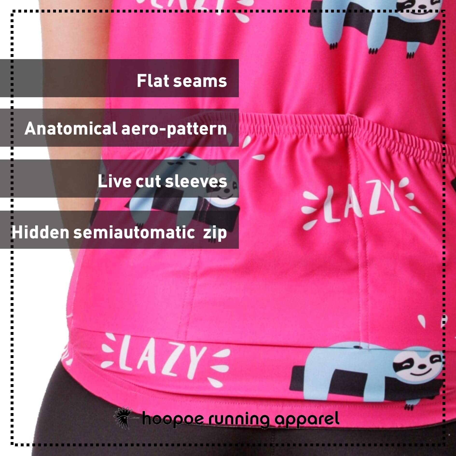 HOOPOE Maillot Rosa Lazy, Hombre, Mujer, Manga Corta, Equipación Ciclismo, Lazy Tallas (XS a XL)