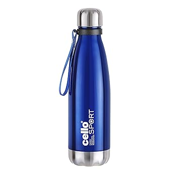 Cello Scout Stainless Steel Double Walled Water Bottle, Hot and Cold, 500ml, 1 Unit, Blue