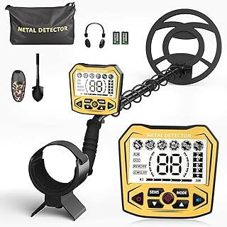 Detector de Metales de Alta Precisión, Longitud Ajustable de 113 cm a 141 cm, 5 Modos, Pantalla LCD, Bobina de Búsqueda Impermeable IP68 para Adultos & Niños