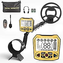 Professional Metal Detector for Adults and Kids, Anti-interference Chip, IP68 Waterproof, Supports Battery and USB Power, 5 Detection Modes (Yellow)