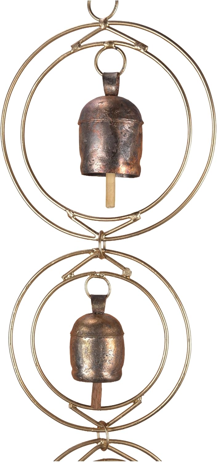 27" Metal Wind Chimes for Outside with 5 Tuned Bells – Rustic Gold Outdoor Garden Decor – Windchimes for Outdoors Yard Decorations Deep Tone Chimes – Garden Decor for Outside with Decorative Bells