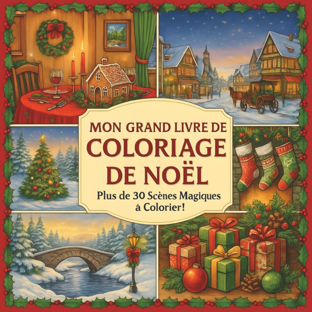 Mon grand livre de coloriage de noël: Plus de 30 scènes magiques à colorier