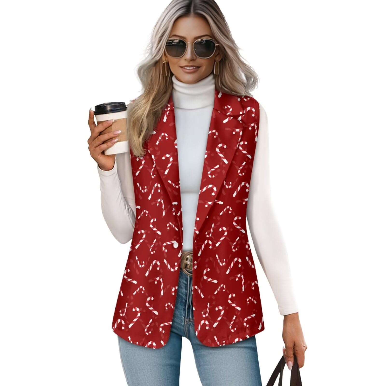 Vest for Women Business Casual Sleeveless Open Front 1 Button Blazer Suits Vest Top Size S-5XL