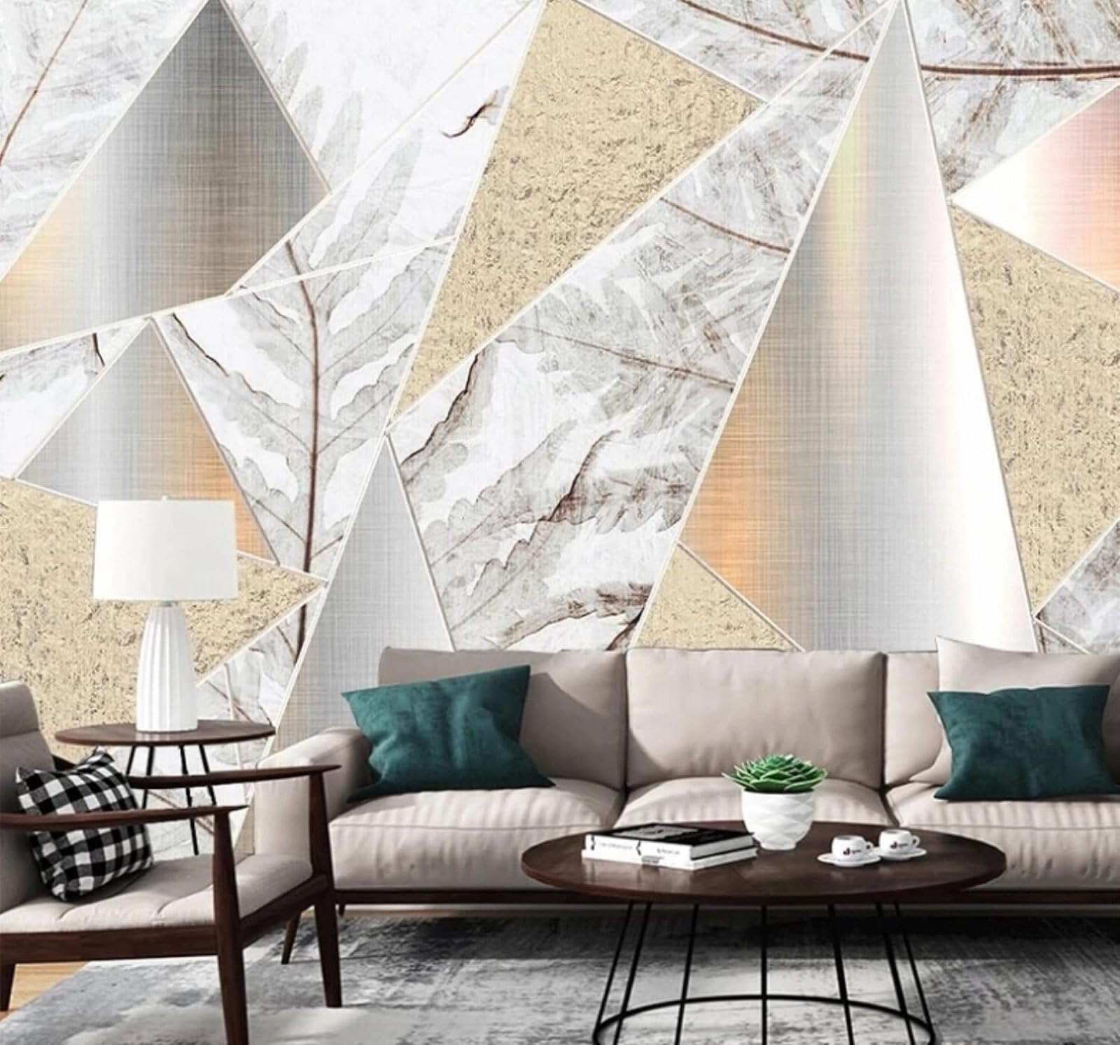 XLMING Luxury Minimalist Geometric Plants Leaves 3D Wallpaper Luxury Home Dining Decor Paste Sofa Living Room The Wall for Bedroom Mural-300cm×210cm