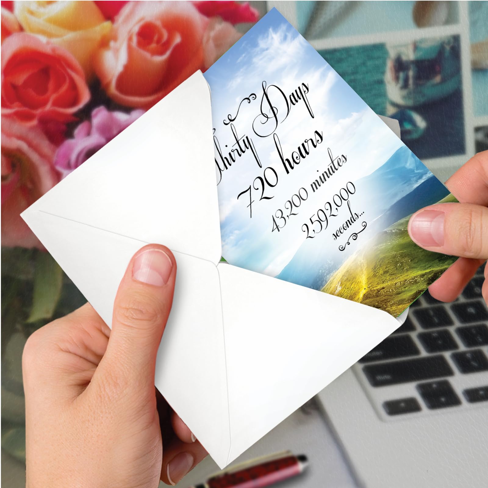 NobleWorks 30. Jahrestag Karte – 12,7x17,8 Cm, Mit Umschlag, Blumen-Design