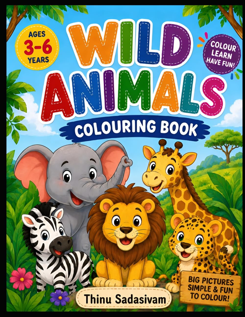 Wild animals colouring book