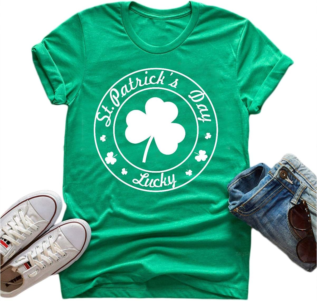 St Patricks Day Shirt Women Shamrock Lucky T-Shirts Irish Festival Holiday Tee Tops