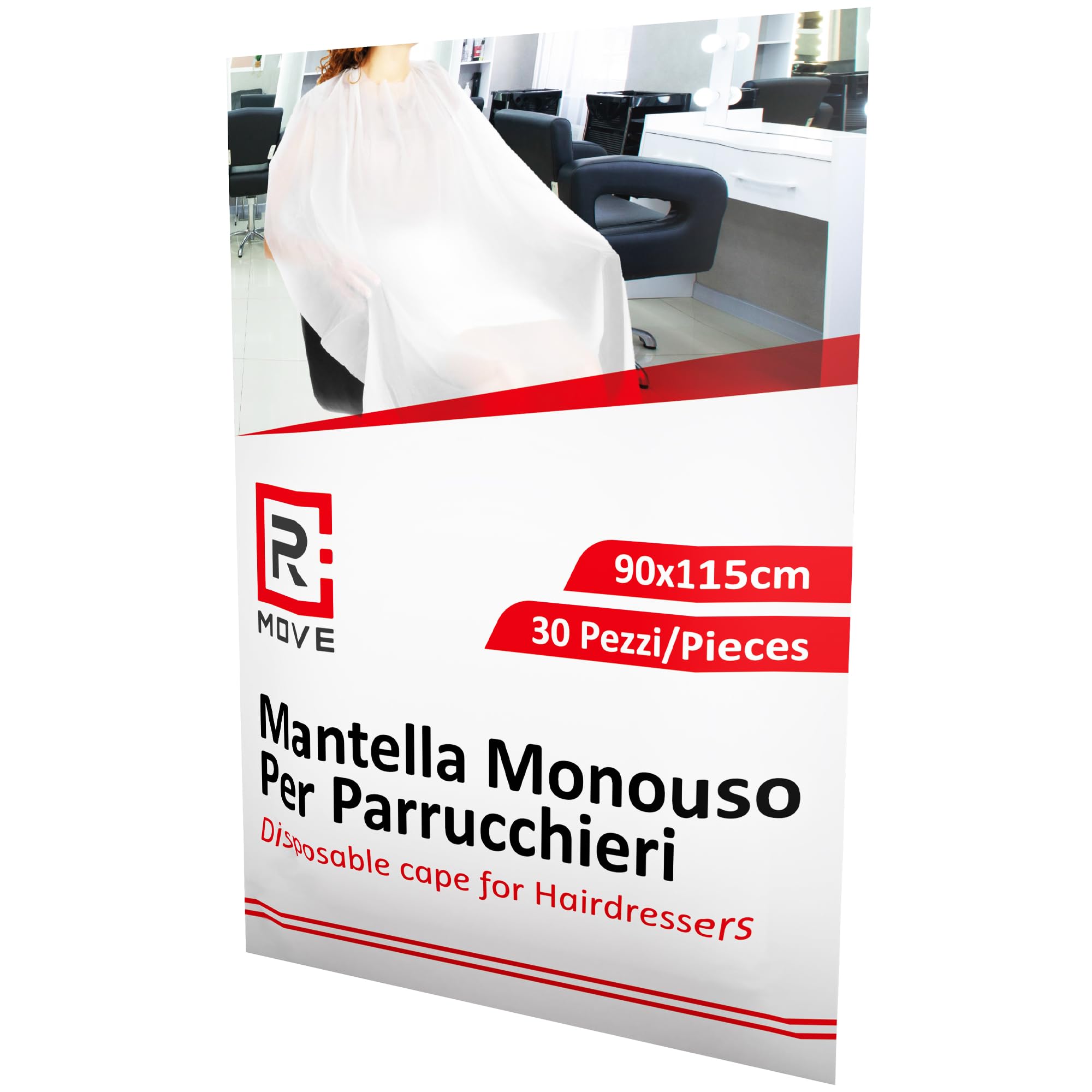 R MOVE 90 mantelle monouso per parrucchieri usa e getta 90x115cm, 3 confezioni da 30 mantelline cadauna (90 mantelline)