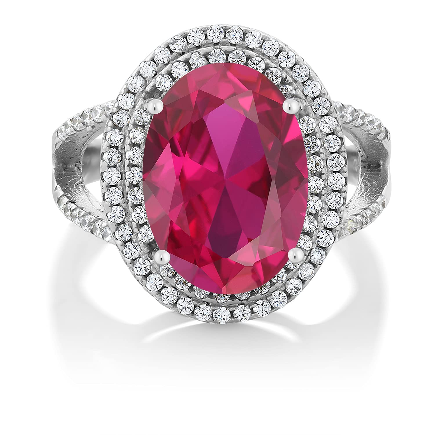 Gem Stone King 5-10 Cttw Gemstone Birthstone Ring For Women | 925 Sterling Silver | Oval 14X10MM | Wedding Engagement Anniversary Promise Ring For Women | Available In Size 5, 6, 7, 8, 9