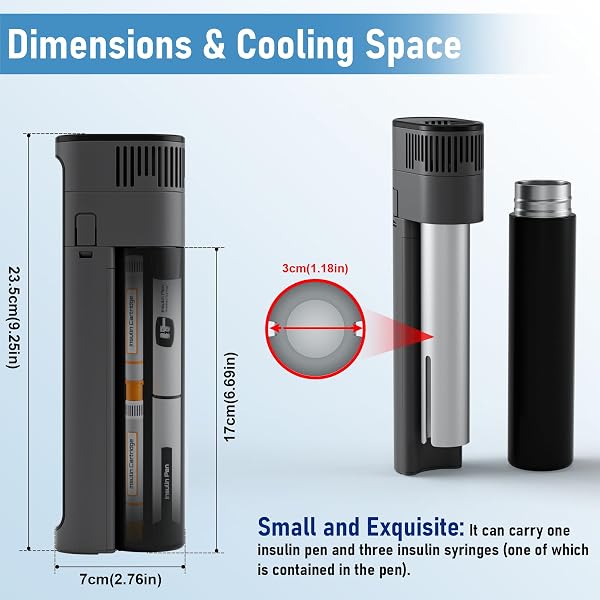Mini frigo per medicinali con 1 penna e batteria, Frigorifero per Insulina USB con temperatura regolabile da 2 a 25 °C, 3 livelli di intensità di raffreddamento, protezione antigelo sotto lo zero - 3