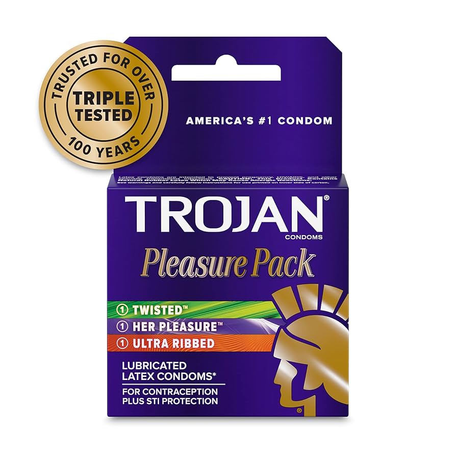 Amazon.com: Trojan Pleasure Pack 潤滑優質乳膠安全套- 3 Ea,6