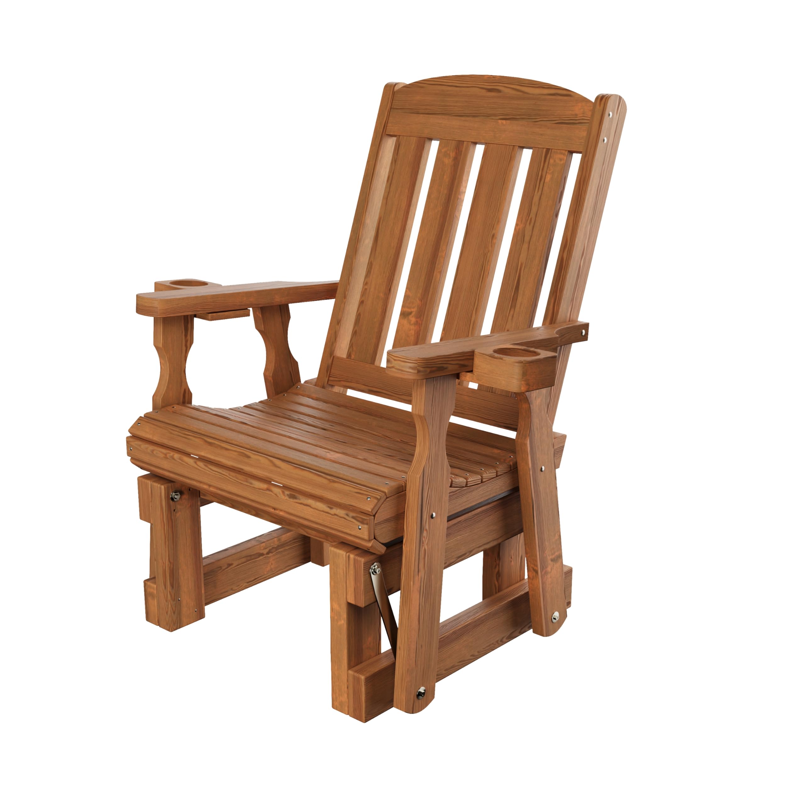 Amish Casual Heavy Duty 600 Lb Mission High Back Treated Glider Chair with Cupholders (Oak Stain)