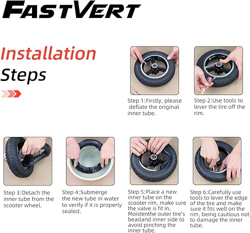 Miniatura 7 de Paquete de 2 tubos interiores de 10 x 2.50 pulgadas más gruesos para scooters eléctricos y mini bicicletas (incluye 2 palancas de neumáticos para un