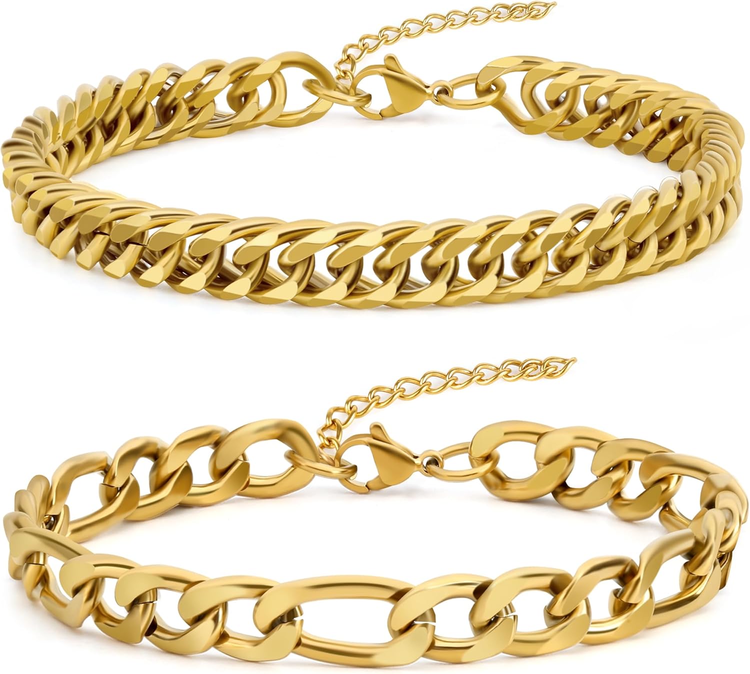 2PCS Cuban Link Figaro Bracelet for Men, Silver Gold Togo Ubuy