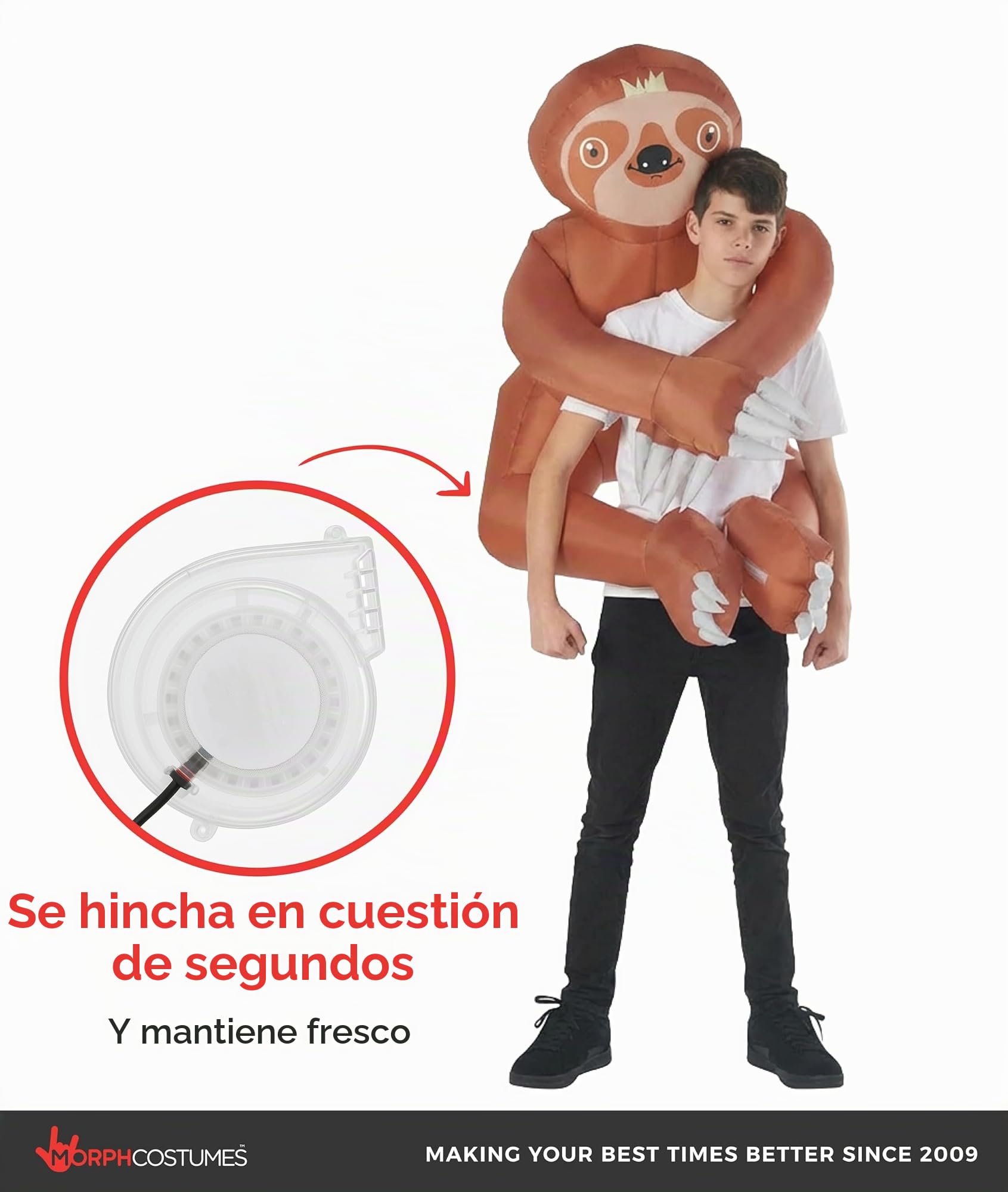 Morph Disfraz Hinchable Niño Oso Perezoso, Disfraz Animales para Carnaval y Halloween, Talla única