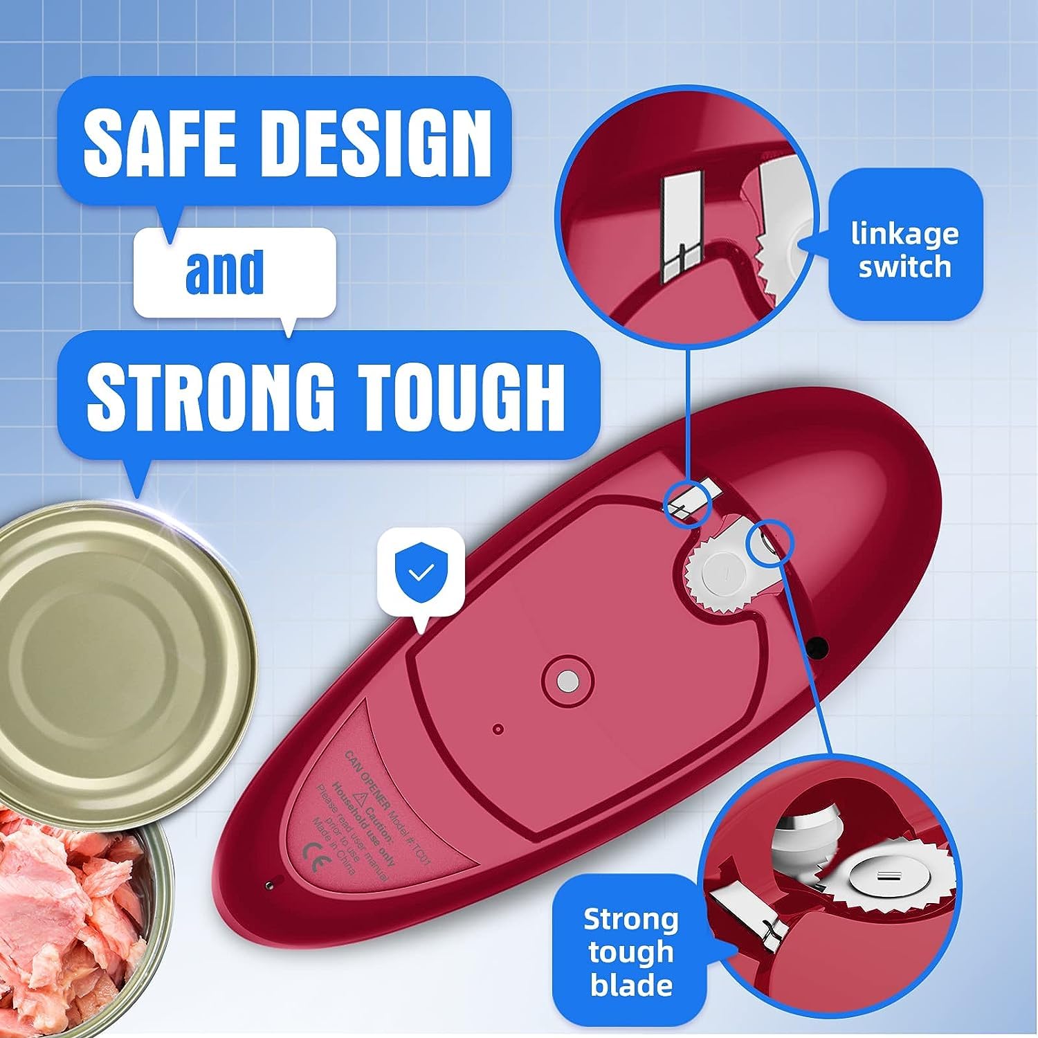 One Touch Electric Can Opener, Smooth Edge Automatic Electric Can Opener, Easy Open Any Can Sizes with Hands Free, Best Choice Can Opener Electric for Seniors, Arthritis, Kids, Cooks, Housewives
