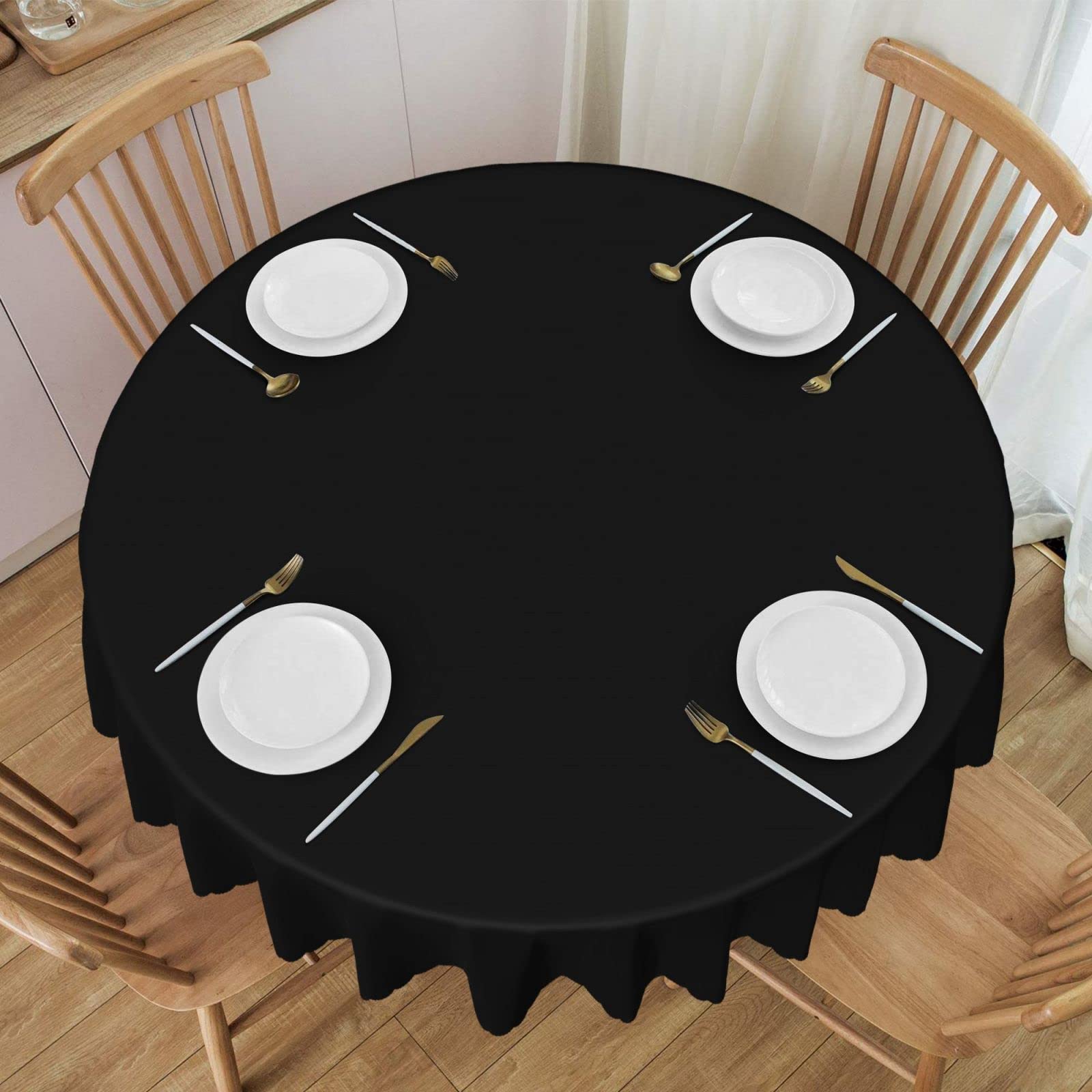 DCEHGEW 60 In Round Tablecloth with Lace, Karate Printed Oilproof & Washable Fabric Picnic Table Cloth Table Covers