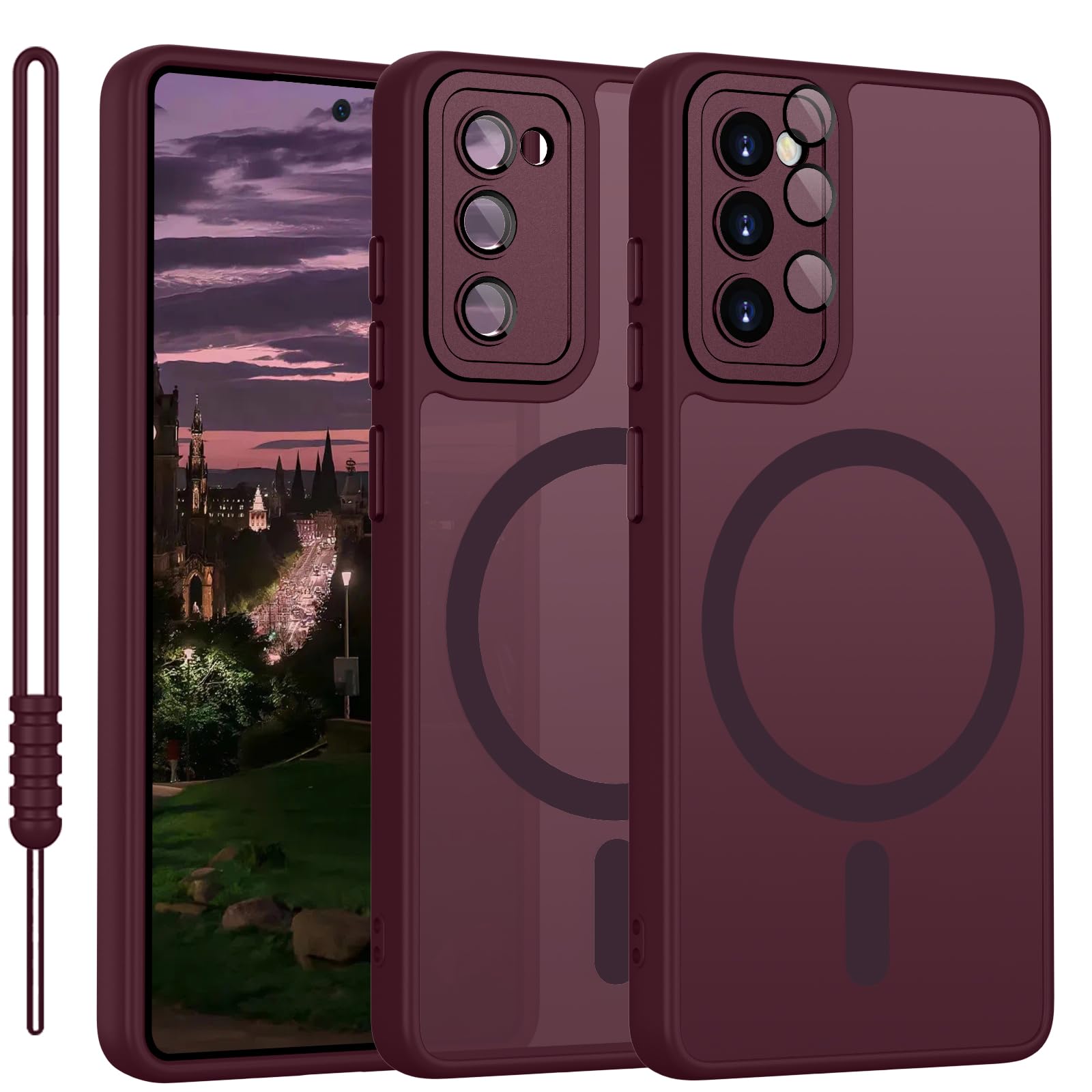 YUANDMI für Samsung Galaxy S20 FE Hülle kompatibel mit MagSafe, Handyhülle für Samsung Galaxy S20 FE Magnetisch Matte Touch Kameraschutz, rutschfest Kratzfest Schutz Stoßfest Hülle Dunkel Rot