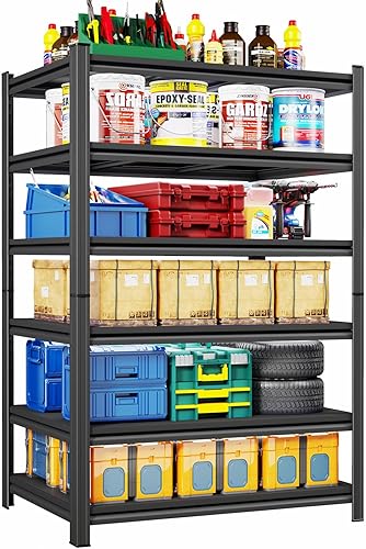 Miniatura 13 de Estantería de garaje de acero resistente de 5 niveles de 72" de alto x 40" de ancho, capacidad de 3000 libras, almacenamiento de garaje y sótano,