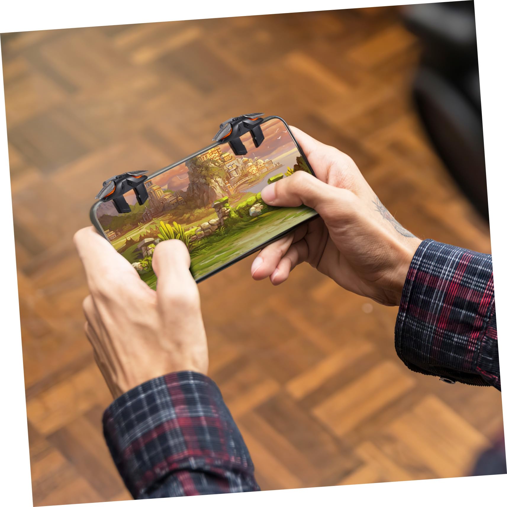 COLLBATH Joystick für Handy Spielzubehör für Mobile Spiele Gaming Handschuhe und Auslöser für Mobile Spiele mit Ladekabel Abs Kunststoff Schwarz
