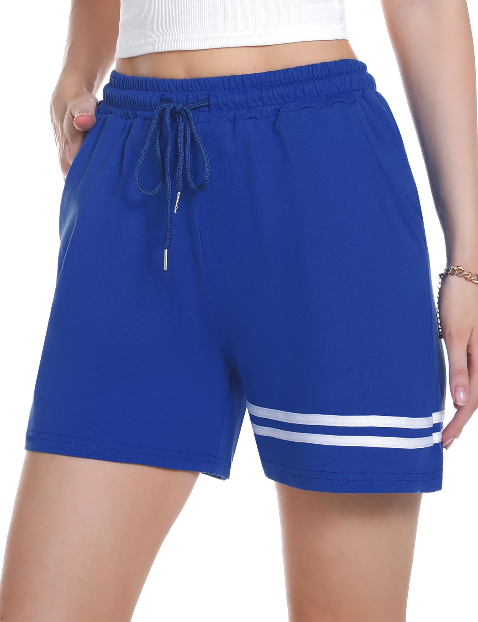 Gyabnw Pantaloncini Donna Sportivi, Pantaloncini Sportivi in Cotone, Pantaloni Estivi Donna Corti da Casa, Pantaloncini da Spiaggia con 2 Tasche per Gym Running Yoga Mare