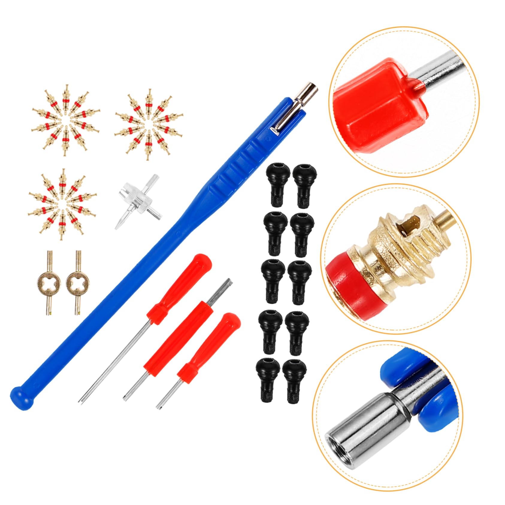 Gatuida 5sets Strumenti Per Manutenzione Pneumatici Kit Completo Di Estrazione e Installazione Valvole Per Auto e Biciclette Facile Da Usare Riparazione Pneumatici Tubeless