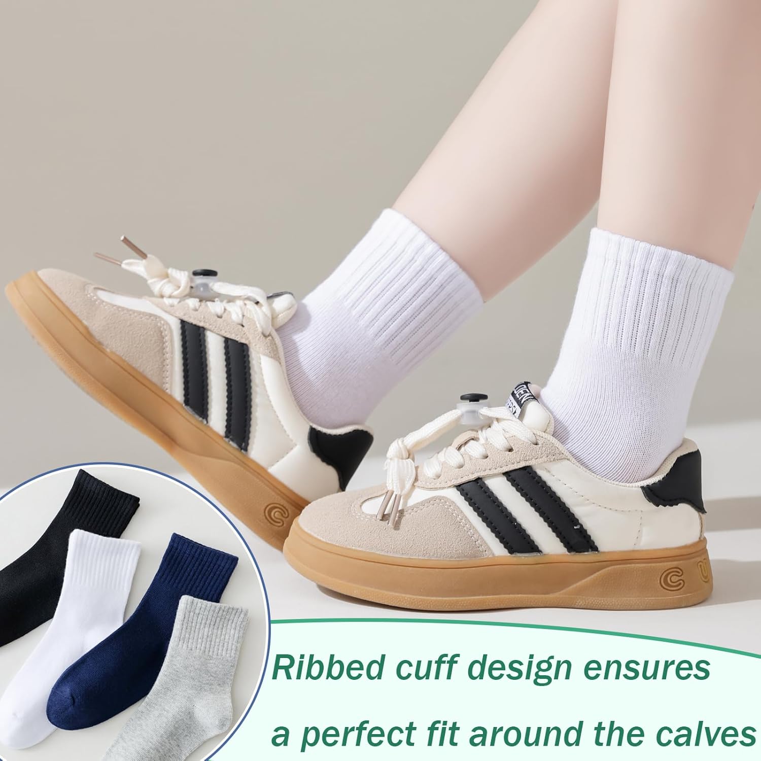 Boys Crew Socks Kids Seamless Cotton Dress Socks Uniform Sock for Girls 4/8 Pairs - Image 3