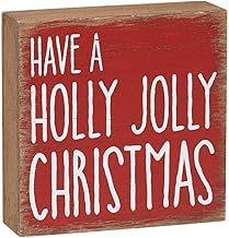 'Have a Holly Jolly Christmas' Wood Block Sign - 3.5" Rustic Wooden Christmas Sign for Holiday Decor
