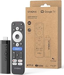 STRONG Leap-Nova-X – TV Stick 4K UHD, 2 GB RAM + 32 GB Memoria, Dolby Vision, HDR10+, Dolby Atmos, Wi-Fi 6, Asistente de Voz, Android 14, HDMI 2.1, Streaming de Más de 5000 Apps