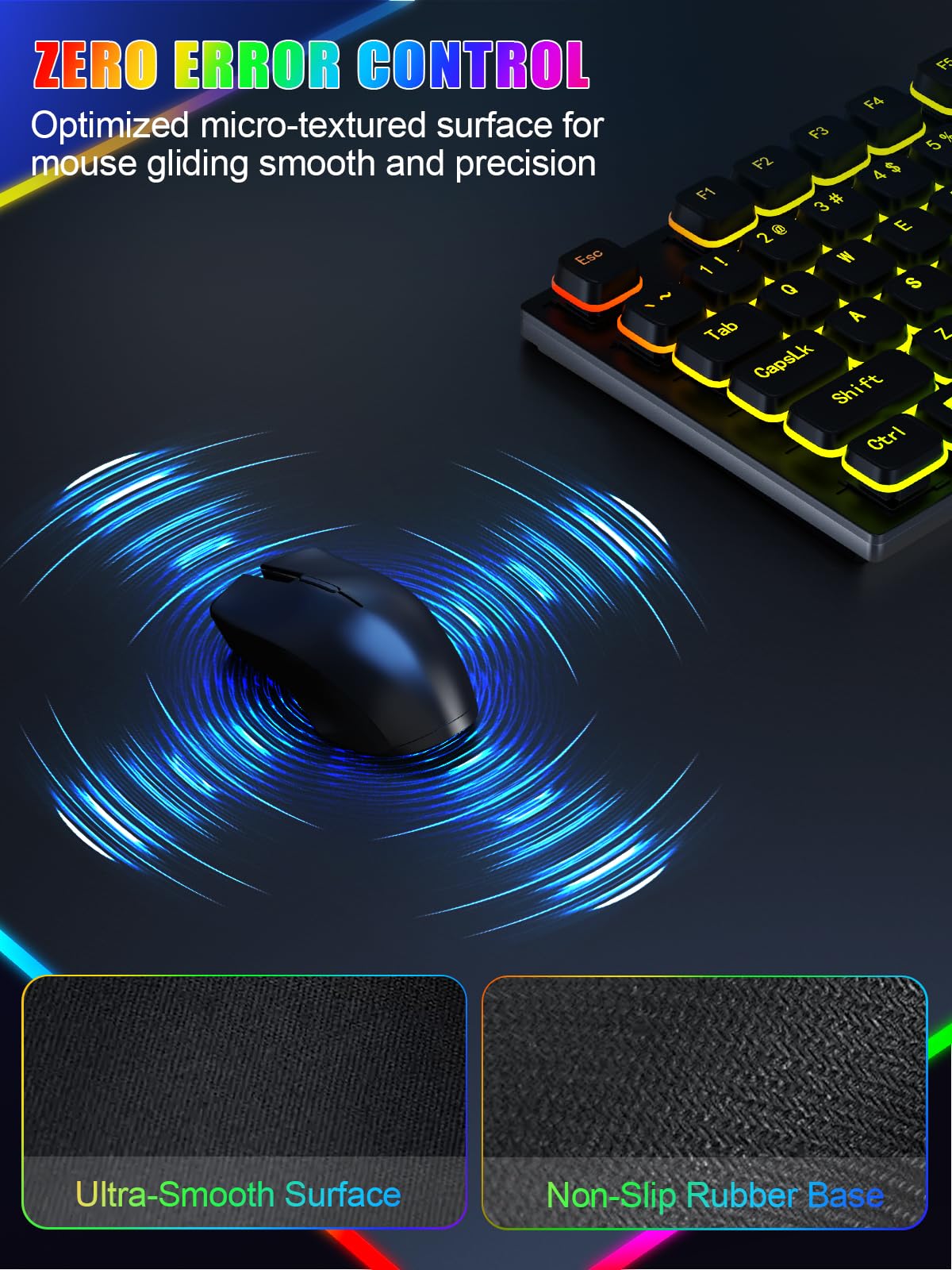 Alfombrilla de mouse con soporte plegable para teléfono y cargador inalámbrico, alfombrilla de mouse XXL RGB para juegos de 31.5 x 15.8 pulgadas, alfombrilla de escritorio grande para teclado