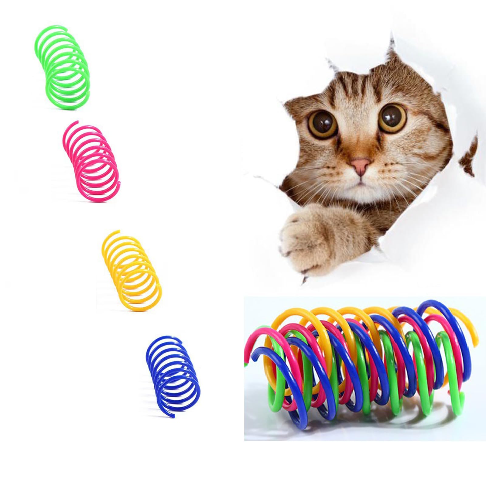 20 Piezas Juguetes de Primavera para Gatos, Muelle en Espiral para Gato, Colorido Juguete Muelle para Gato Interactivos, para Mascotas, Entrenar con Saltos, , Duradero y Resistente, Plástico Muelles