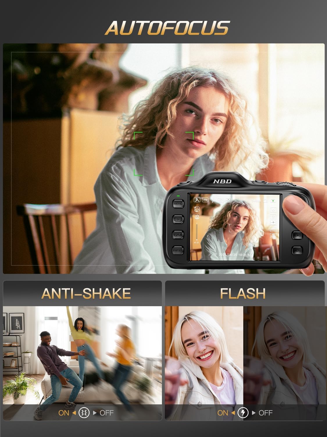 True 4K 64MP Digital Camera for Kids & Teens - 16X Zoom, Autofocus, Macro Mode, Anti-Shake, Beauty Mode, 32GB Card, Compact Vlogging Cameras for Photography & Video (Black)