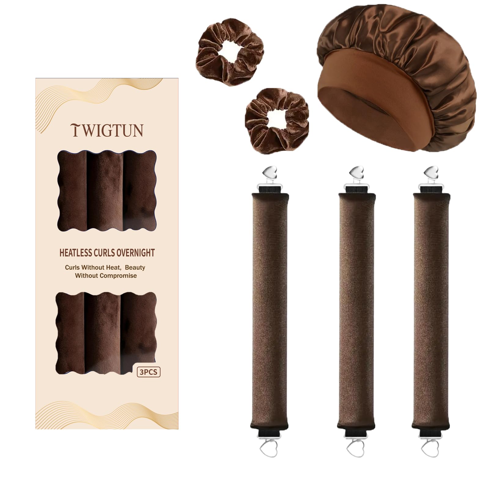 Heatless Curls, Heatless Curls Overnight Hair Care Set - Jumbo Velvet Hair Curlers to Sleep In (3)