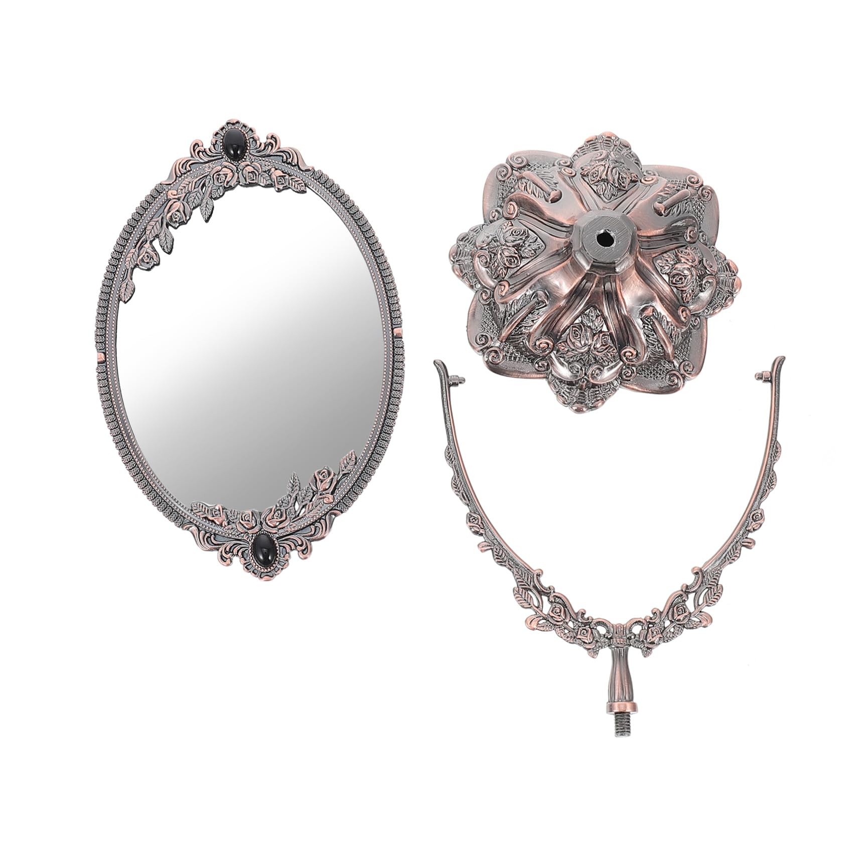DOITOOL Vintage Schminkspiegel mit Doppelseite, Drehbar, Zinklegierung | Stabiler Standfuß, Hohe Detailklarheit, Europäisches Design, für Make Up und Hochzeit