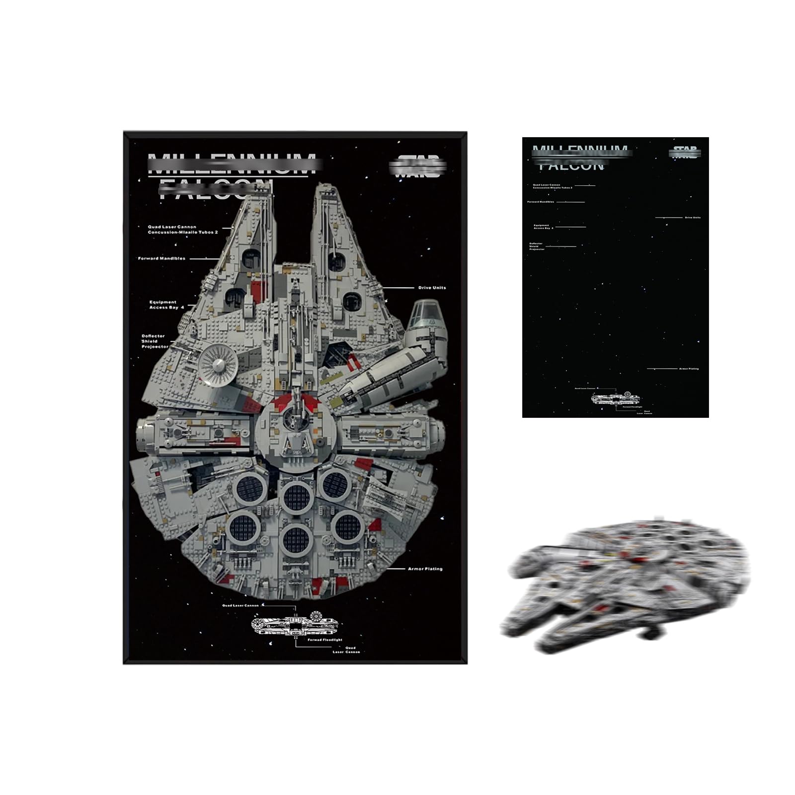 Wall Display Photo Frame Wall Plate for lego 75192 Millennium Falcon,Display Wallboard Custom Fit for 75192 Model - For wall display collections,19.6