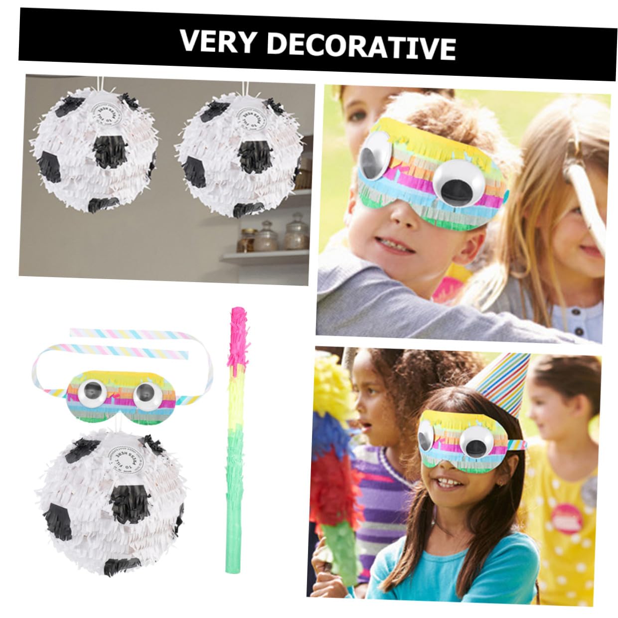 Fußball Piñata 1 Satz Papier Party Spielzeug mit Stock und Augenbinde