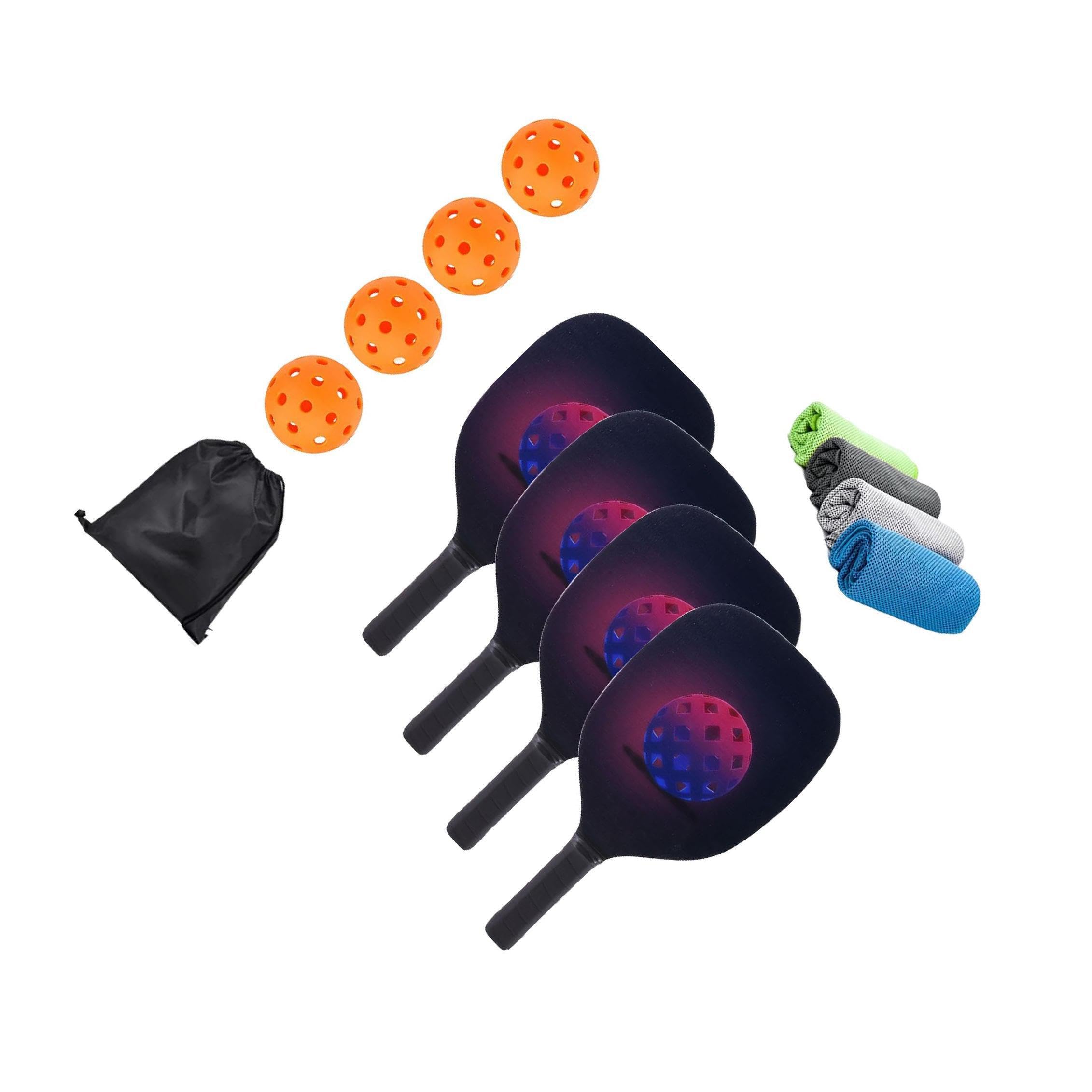 Set di Racchette da Pickleball, Racchette in Legno, 4 Palline, Racchetta da Interno, Racchetta da Pickleball Leggera e, Include, da, 4 Palline, da Interno