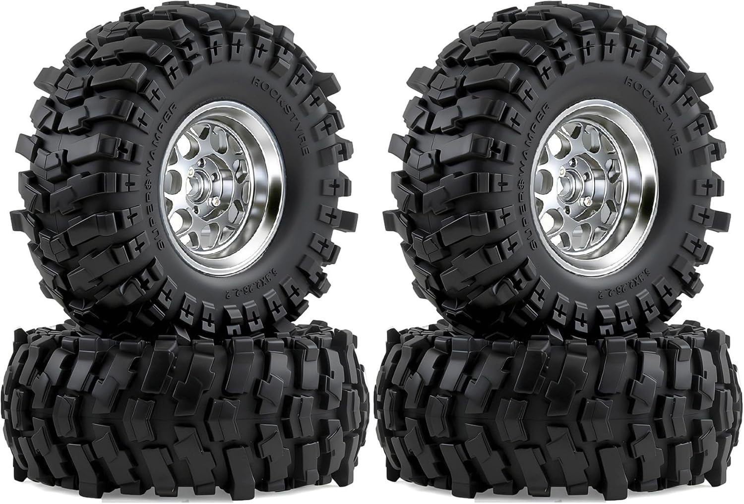 REDSPIDER•2.2 Crawler Tires 1/10 1/8 RC Soft Rubber Mud Tyres (4PCS) OD 135mm For RC Crawler Car Traxxas TRX4 TRX6 Axial SCX10 RC4WD D90 D110 TF2 Tamiya CC01 Gen7/8 2.2 Beadlock Wheel