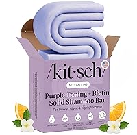 Vista 1 de Kitsch Champú Toning Purple para rubios y cabello teñido – Barra de champú para mujeres y hombres – Champú de biotina para fortalecer y neutralizar