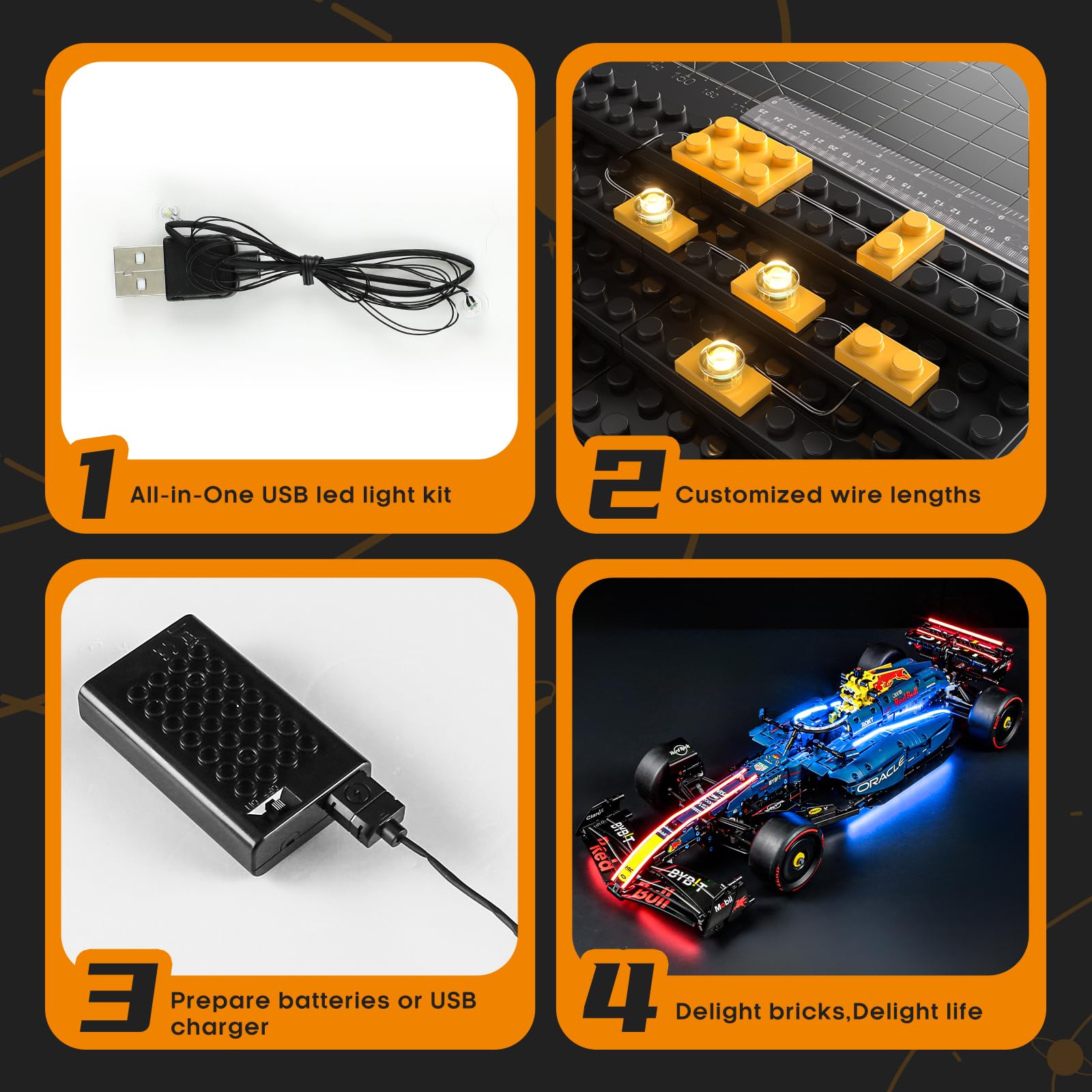 LIGHTAILING Set di Luci per Lego-42206 Monoposto-F1 Oracle-Red-Bull-Racing RB20 Modello - Kit d'Éclairage LED Compatible avec les Modèles de Blocs de Construction Lego - Modèle Non Inclus