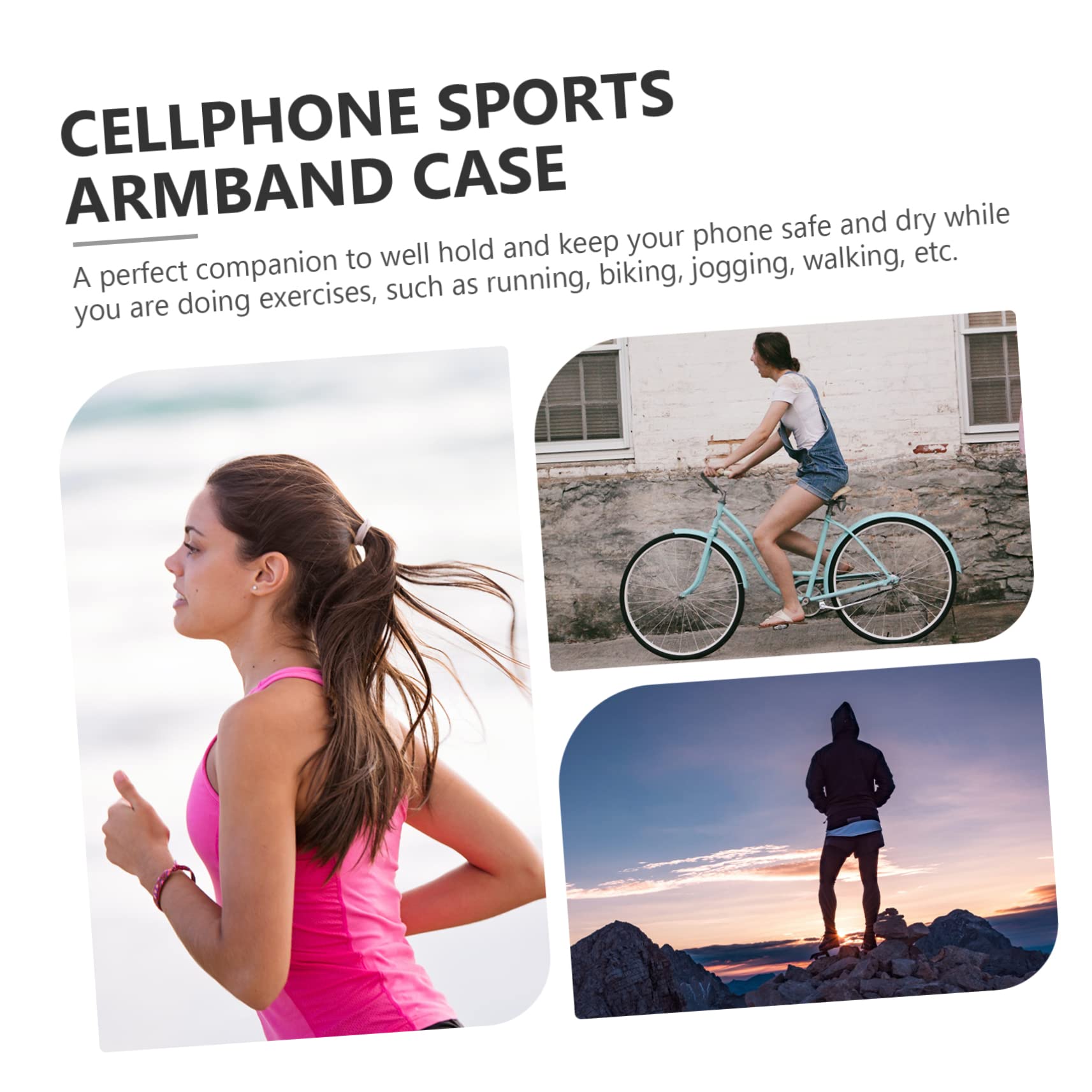 DOITOOL 3pezzi Fascia Braccio Unisex Per Telefono Pouch Cerniera Per Fitness e Sport All Per e Allenamento Palestra Colore Rosa