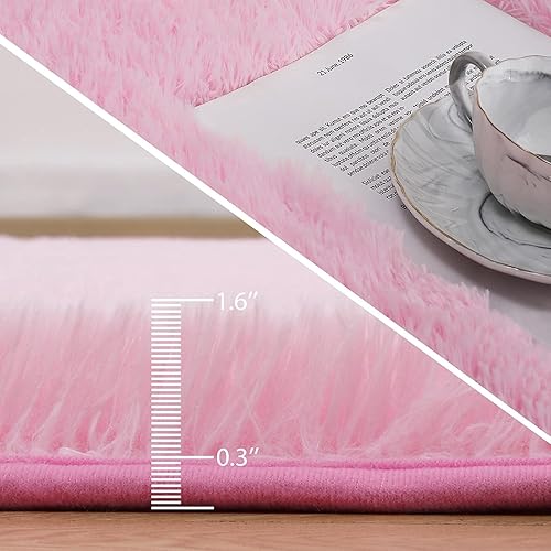 Miniatura 226 de Kelarea Alfombra de área para sala de estar, 3 x 5, antideslizante, color azul turquesa, esponjosa, suave, alfombra de felpa peluda para dormitorio