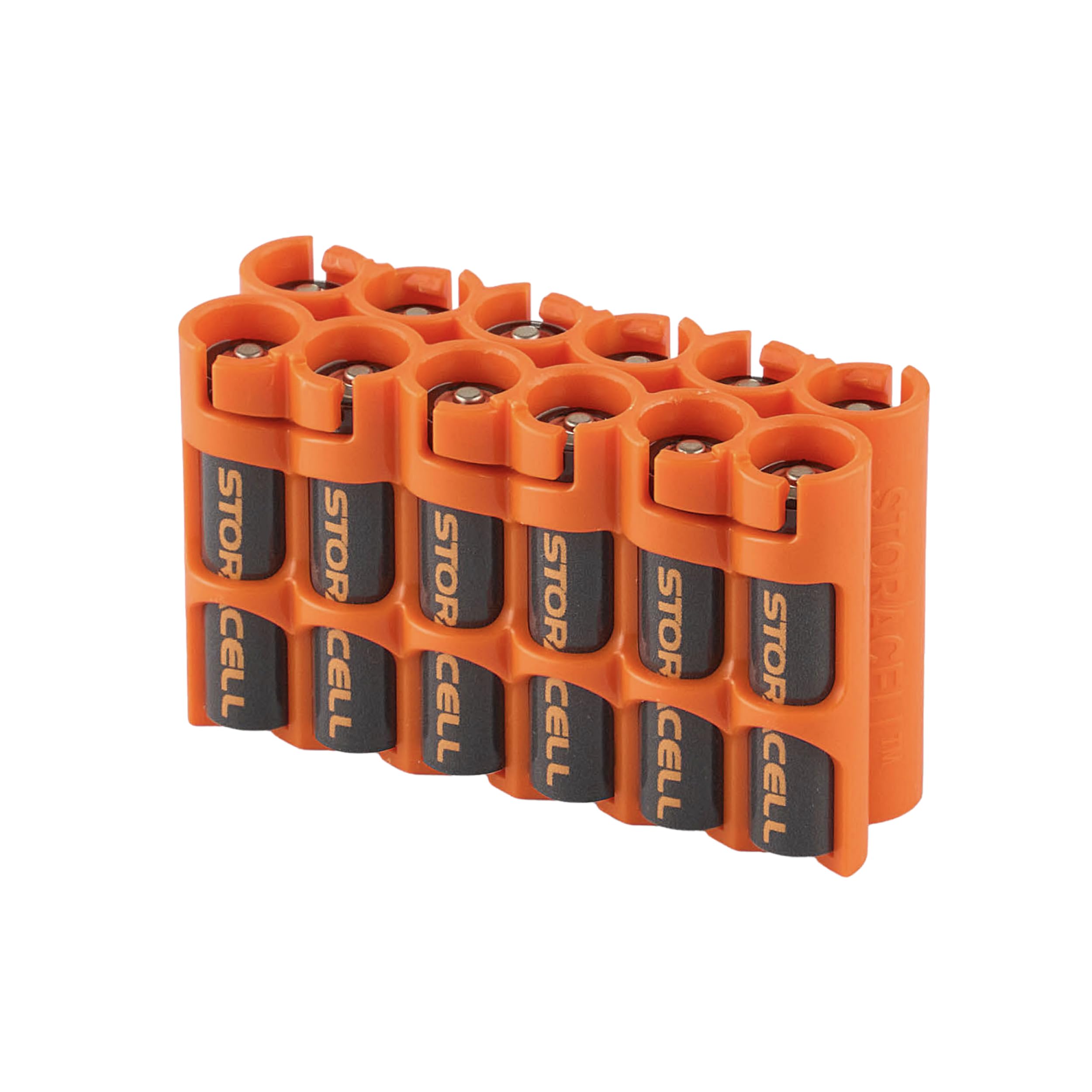 by Powerpax AAA Battery Storage Caddy, Orange, Holds 12 Batteries (Not Included)