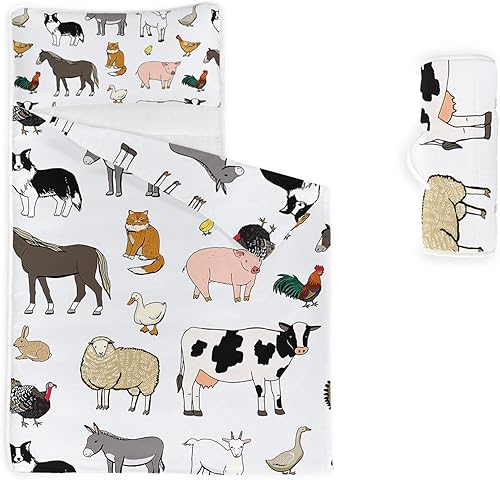 Axolotl Lindo juego de colchoneta para siesta de vaca con almohada extraíble, bolsa de dormir enrollable para niñas y niños, juego de ropa de cama