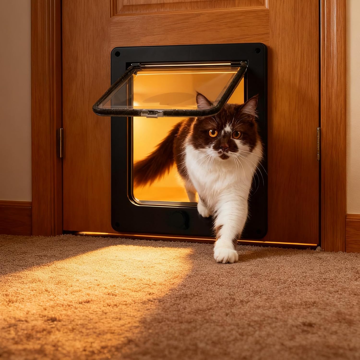 Zerodis Cat Doors Way Locking Kitty Door for Interior Exterior Doors Weatherproof Reinforced Pet Door for Cats Doggie Kitty and Kittens Up to 25 Lb Cat Upgraded 4 Interior (L)