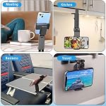 Airplane Phone Holder, 2 Pack 360 Degree Rotation Plane Phone Holder Foldable Handsfree Phone Stand Travel Essentials for Tray Table