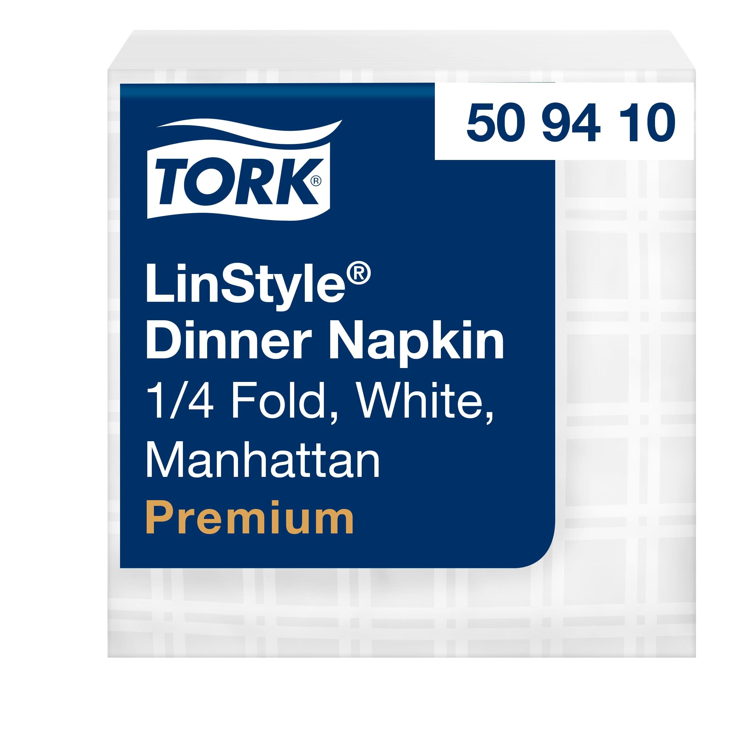 Tork Servilleta Dinner Blanca LinStyle, 1/4 pliegue, 19.5 x 19.5 cm, 14 x 50 servilletas, 509410