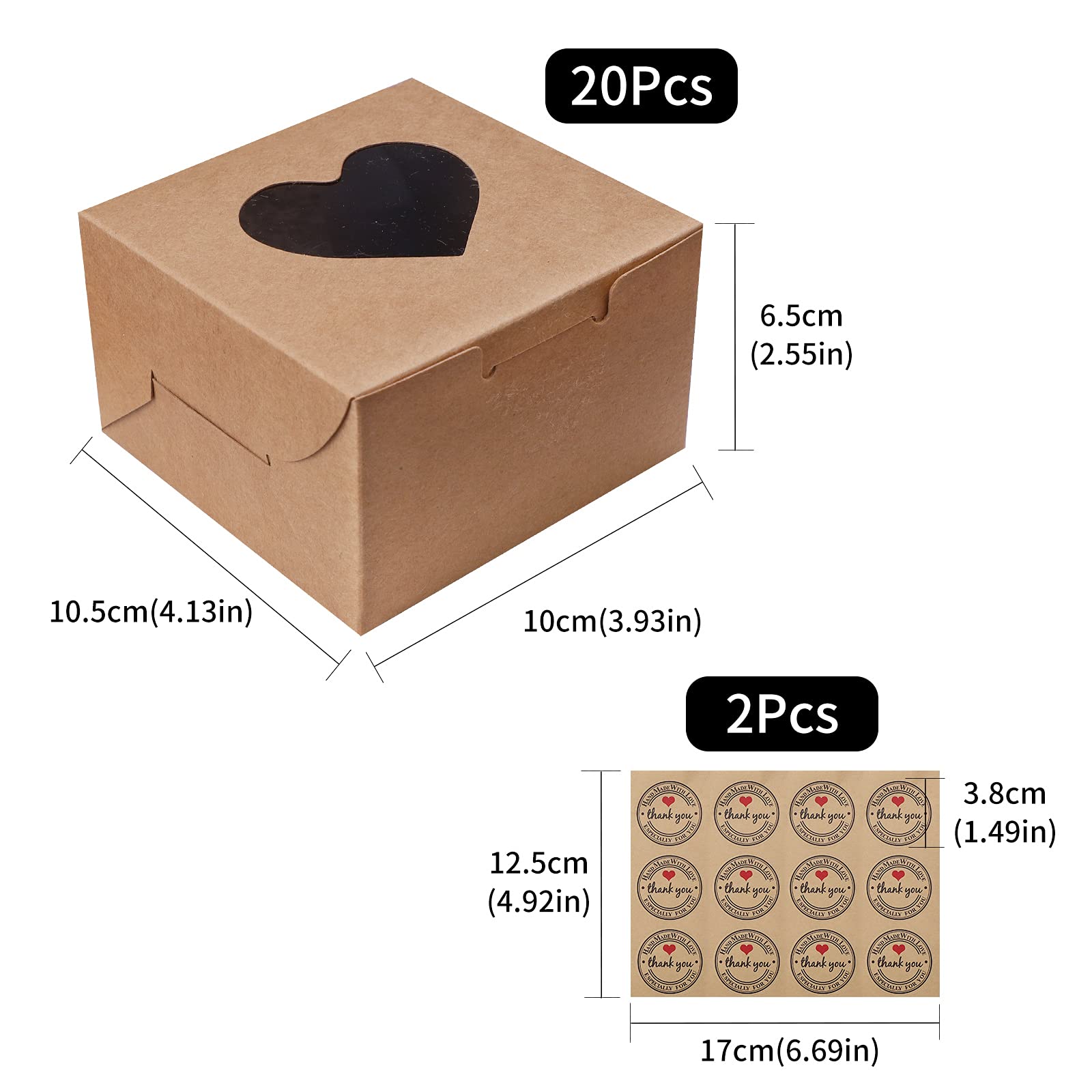 Buy 20 Pack Brown Kraft Bakery Boxes 4 Inch Small Cake Boxes with Clear