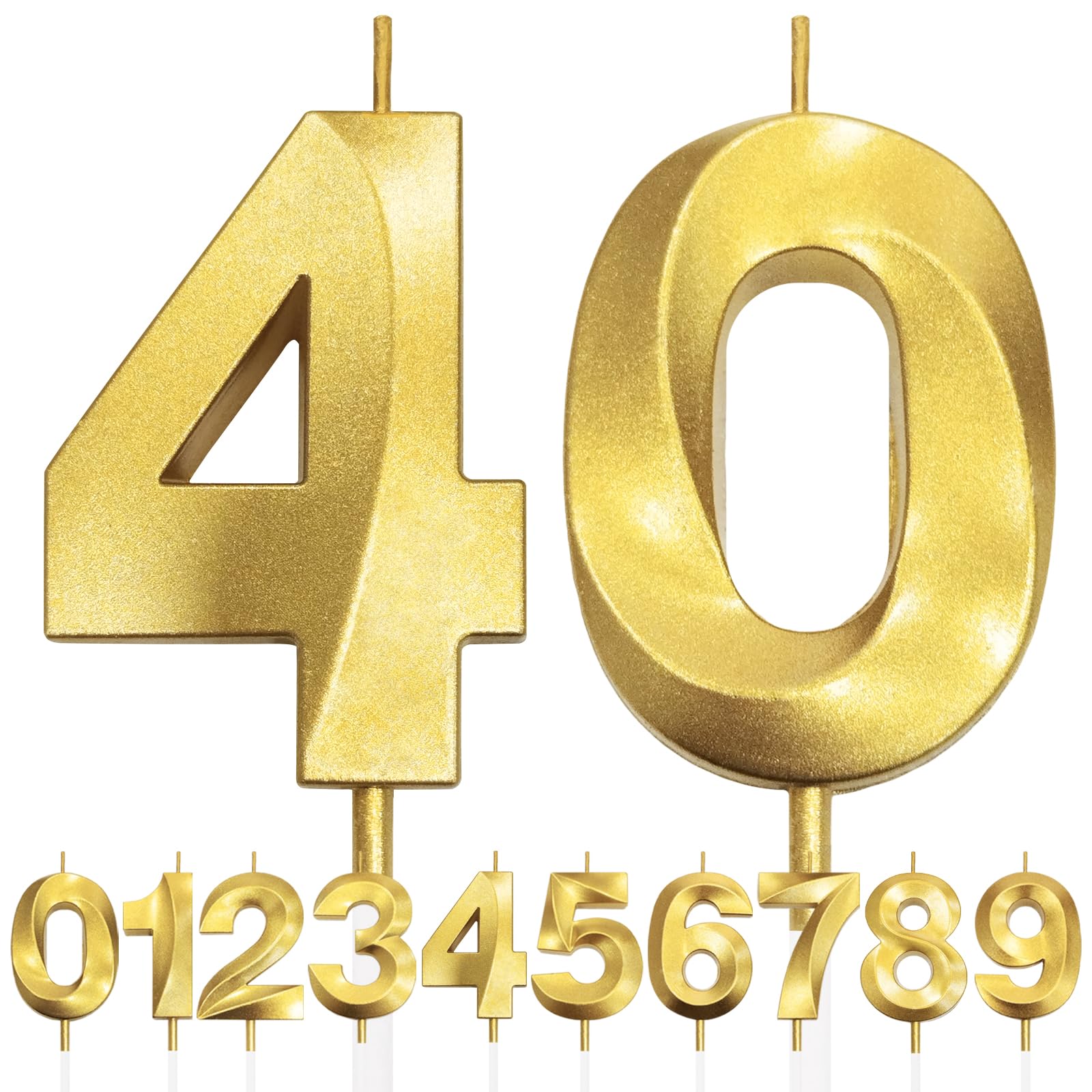 Makoto Nobu Gold 40Th Birthday Candle, 3D Design Glitter Number Candles, Cake Topper Decorations, Cake Candle For Birthday Party, Wedding Anniversary, Baby Shower, Party Decoration